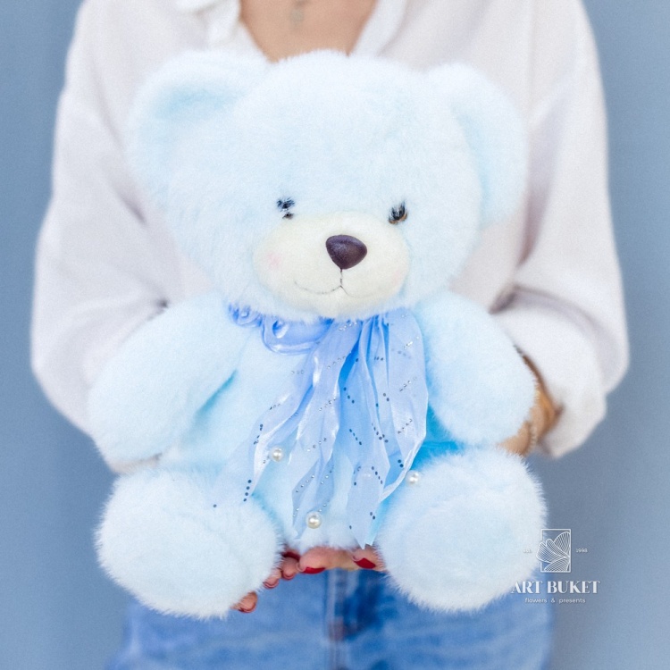 Медведь с бантом 30 см микс