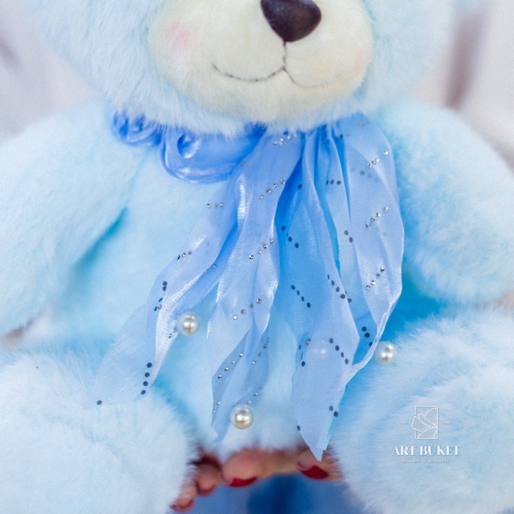 Медведь с бантом 30 см микс