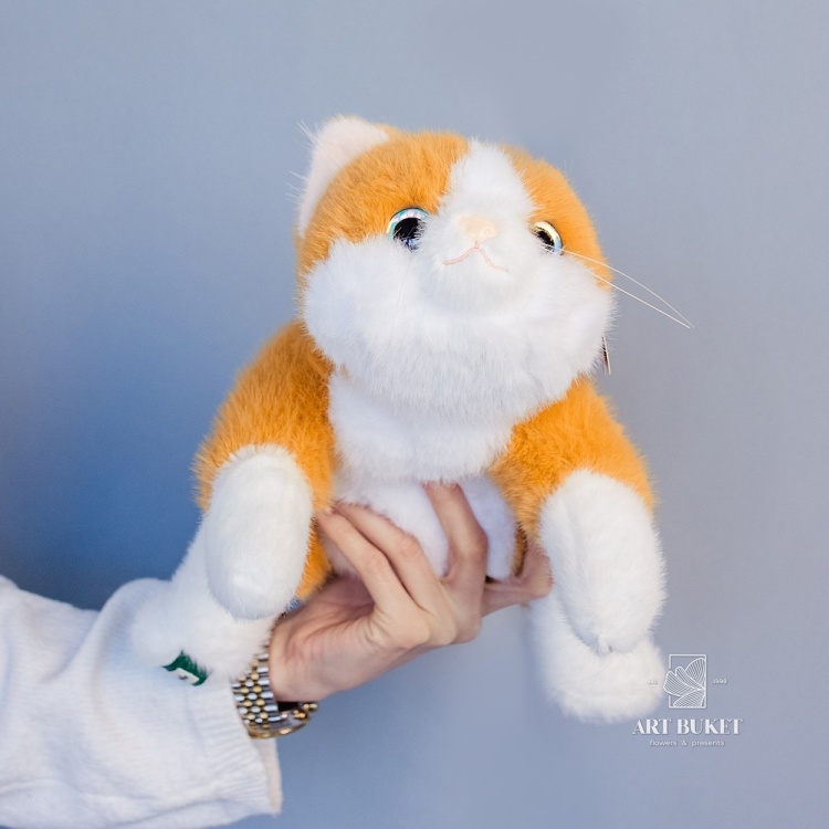 Кошка лежачая с наполнителем 25 см микс