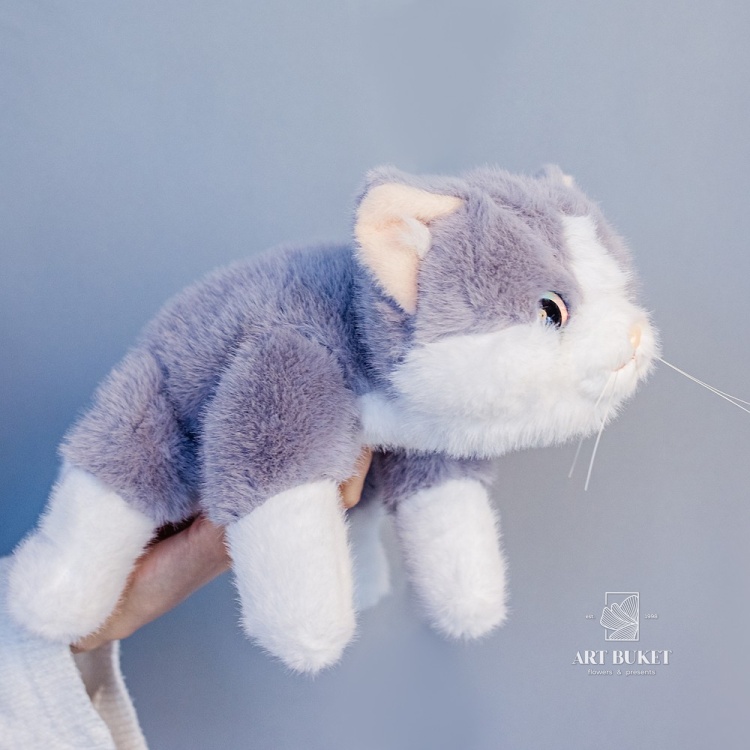 Кошка лежачая с наполнителем 25 см микс