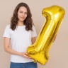 Шар цифра 1 золото 102 см фольгированный