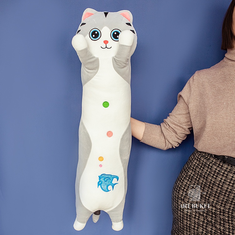 Кот валик с рыбкой 80 см