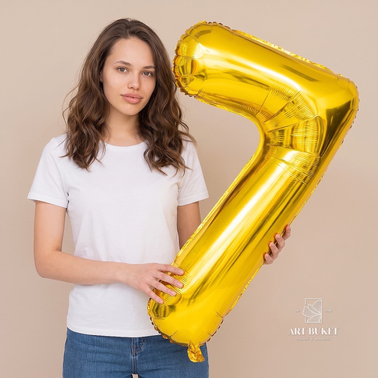 Шар цифра 7 золото 102 см фольгированный