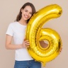 Шар цифра 6 золото 102 см фольгированный