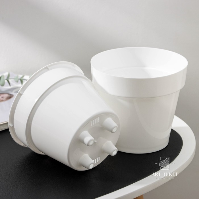 Кашпо для цветов со вставкой Plast-Avenue «Порто», 1 л, пластик, белое