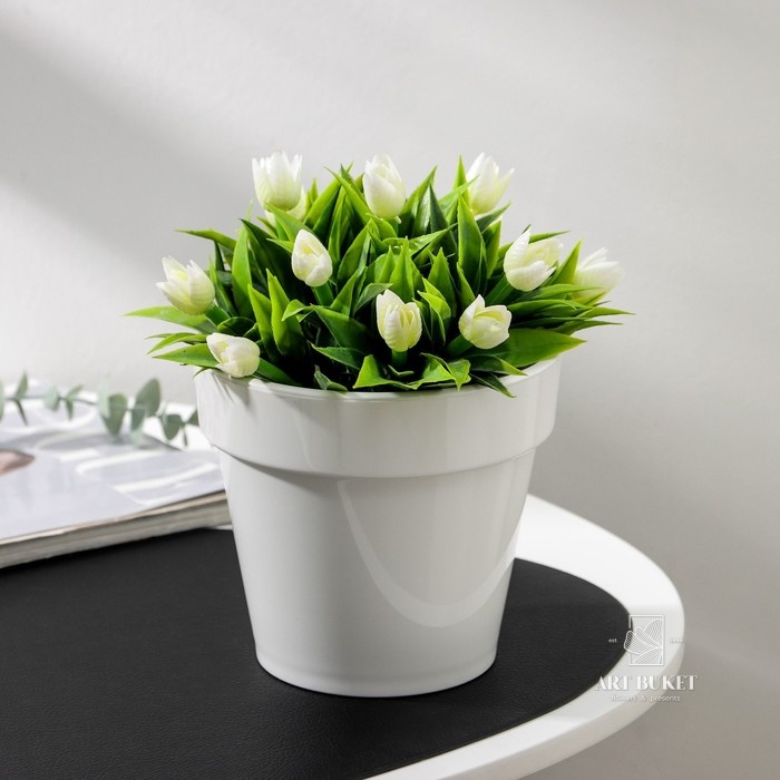 Кашпо для цветов со вставкой Plast-Avenue «Порто», 1 л, пластик, белое