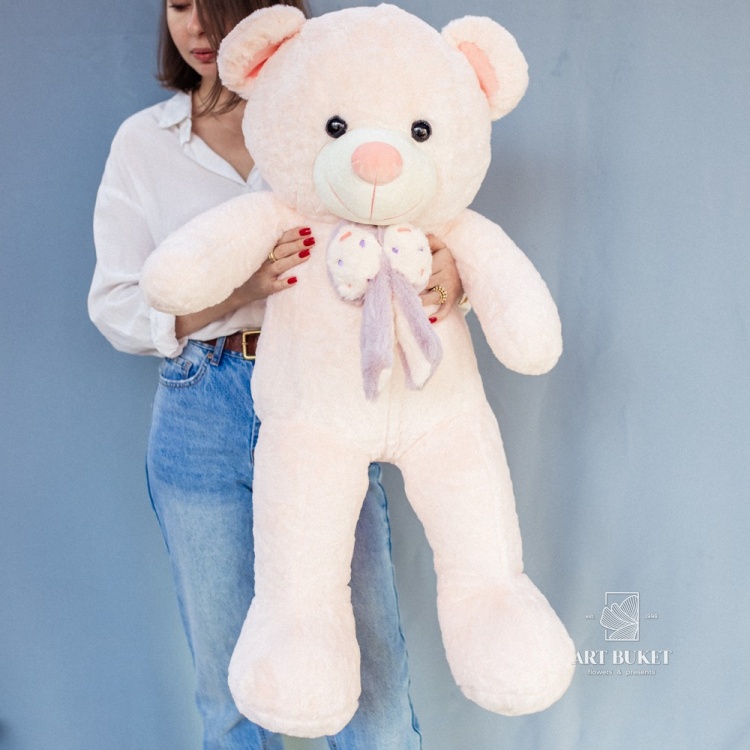 Медведь с бантом 95 см розовый