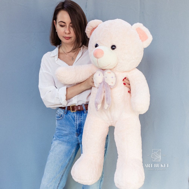 Медведь с бантом 95 см розовый