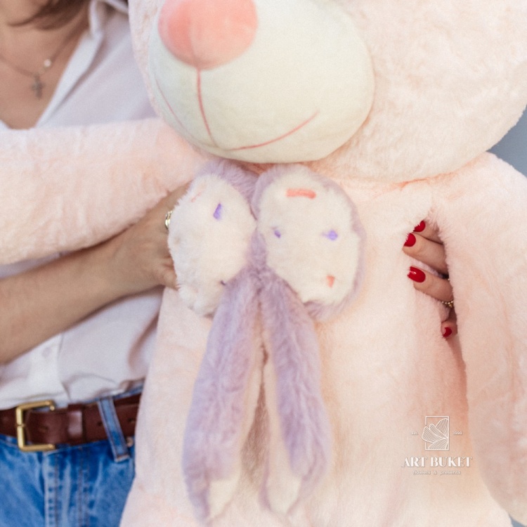 Медведь с бантом 95 см розовый