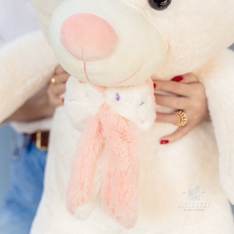 Медведь с бантом 95 см розовый