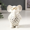 Сувенир керамика "Слонёнок в очках" бело-чёрный с золотом 10х5х7 см   