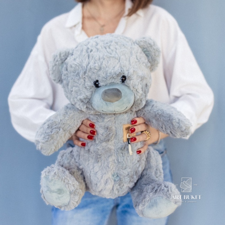 Медведь "Good vibes" 40 см серый