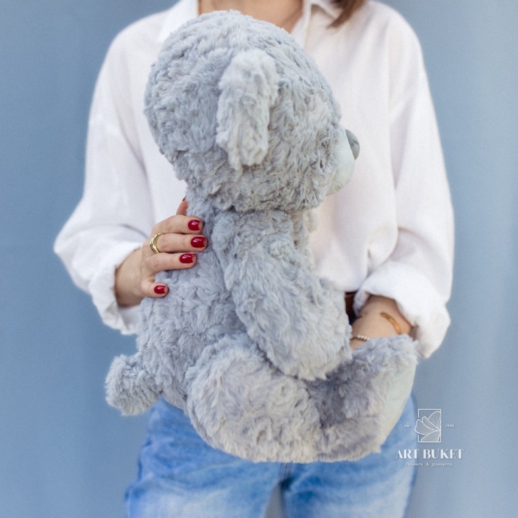 Медведь "Good vibes" 40 см серый