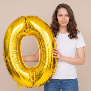 Шар цифра 0 золото 102 см фольгированный