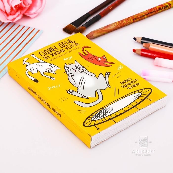 Блокнот творческого человека "Один день из жизни котиков", мягкая обложка, 11,5 х 16,5 см, 120 листо