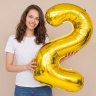Шар цифра 2 золото 102 см фольгированный