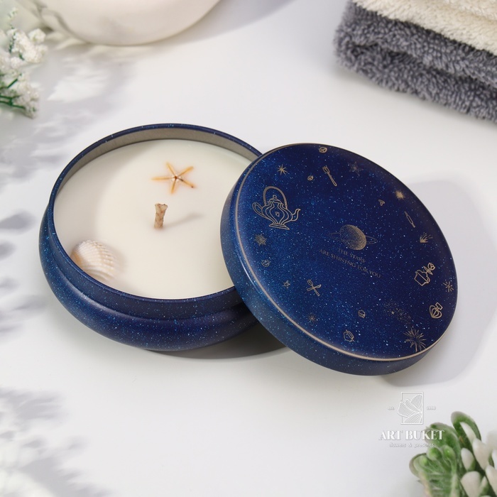 Свеча ароматическая из соевого воска с сухоцветом "Морской бриз", 3х8,5 см, 110 г   