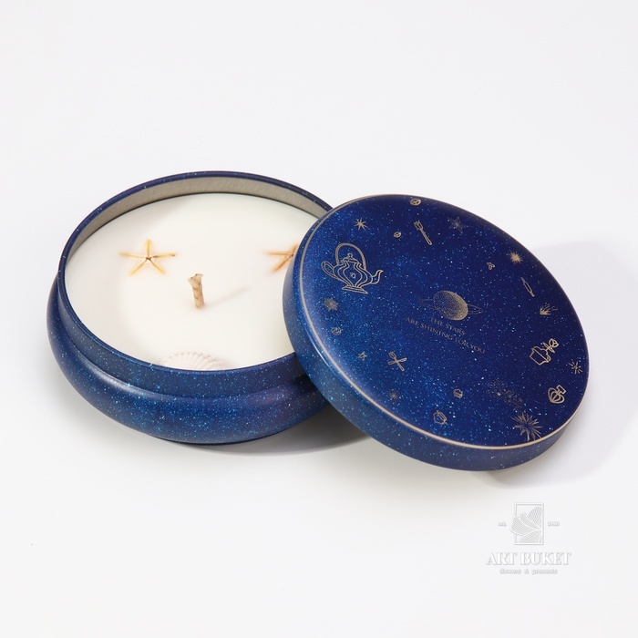 Свеча ароматическая из соевого воска с сухоцветом "Морской бриз", 3х8,5 см, 110 г   