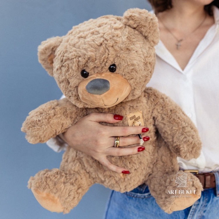 Медведь "Good vibes" 40 см коричневый