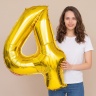 Шар цифра 4 золото 102 см фольгированный