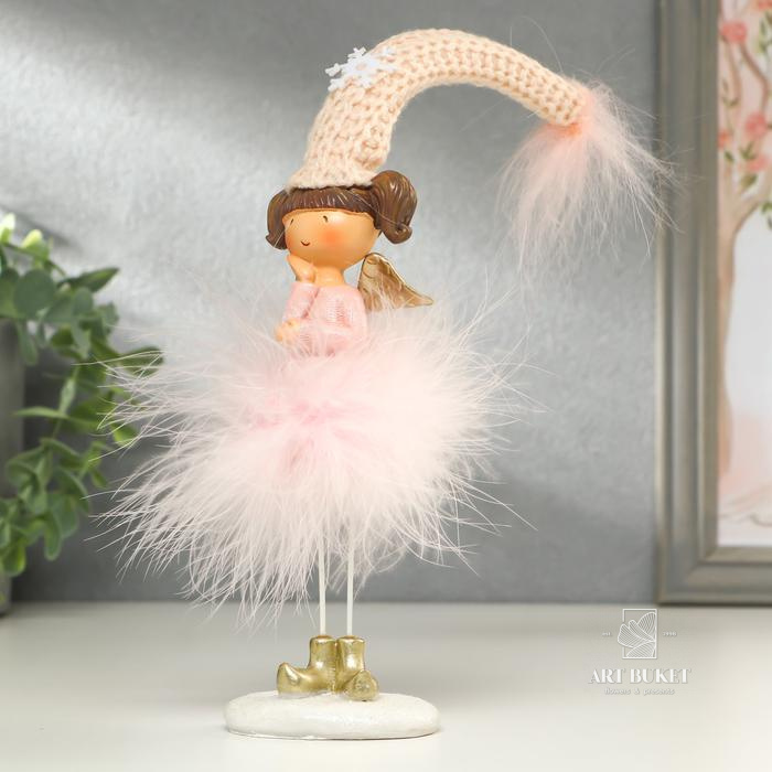 Сувенир полистоун "Ангелочек-девочка в розовой пуховой юбке" МИКС 32х5,5х7 см   