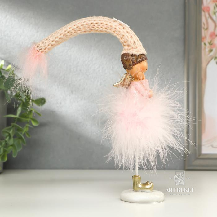 Сувенир полистоун "Ангелочек-девочка в розовой пуховой юбке" МИКС 32х5,5х7 см   