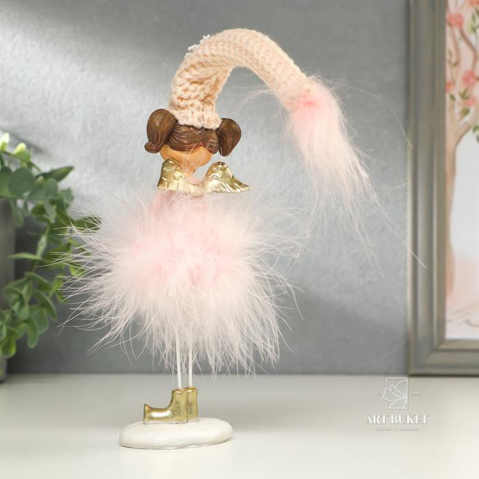 Сувенир полистоун "Ангелочек-девочка в розовой пуховой юбке" МИКС 32х5,5х7 см   