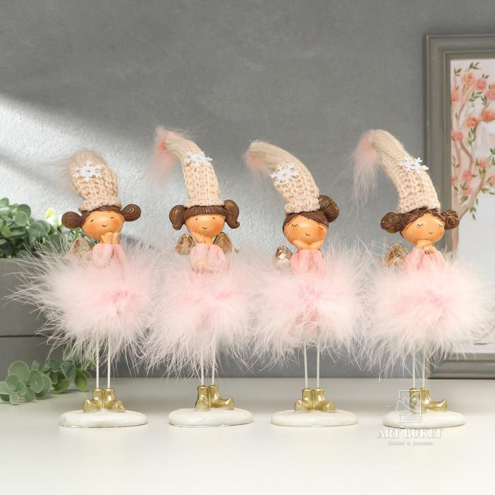 Сувенир полистоун "Ангелочек-девочка в розовой пуховой юбке" МИКС 32х5,5х7 см   