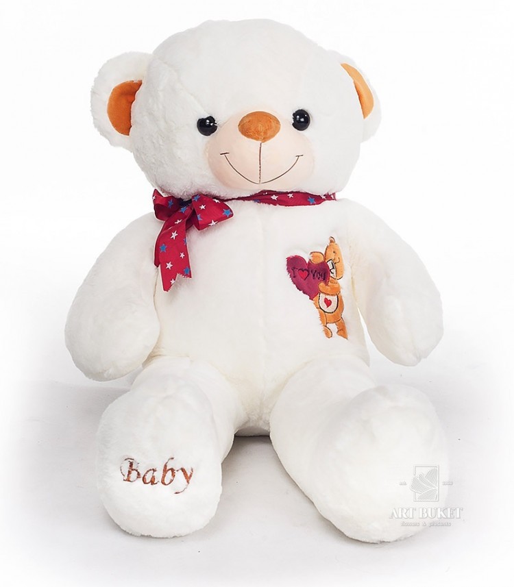 Медведь с красным шарфом В наличии коричневый