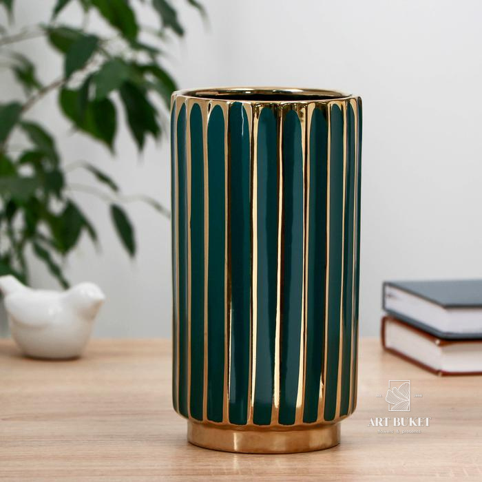 Ваза керамика "Елизавет" 11х21 см, зелёный