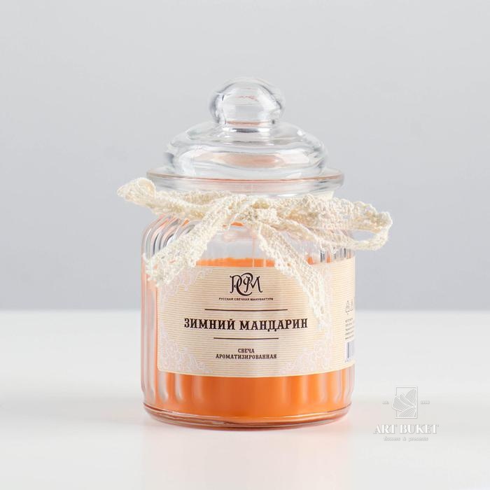 Свеча в банке ароматизированная "Зимний мандарин" 180гр, время горения 45ч 3654479