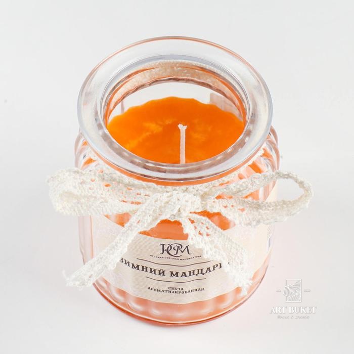Свеча в банке ароматизированная "Зимний мандарин" 180гр, время горения 45ч 3654479