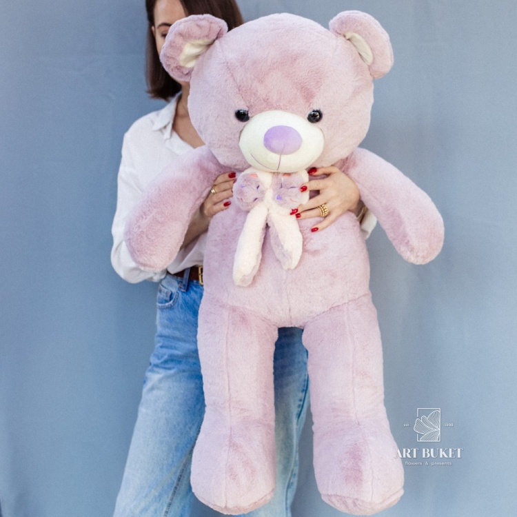 Медведь с бантом 95 см фиолетовый