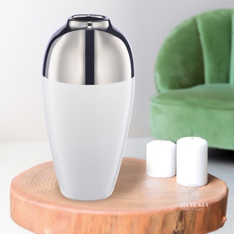 Ваза из доломита «Шик», 12.5х12.5х25 см, цвет белый с серебром