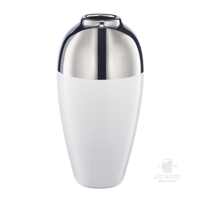 Ваза из доломита «Шик», 12.5х12.5х25 см, цвет белый с серебром