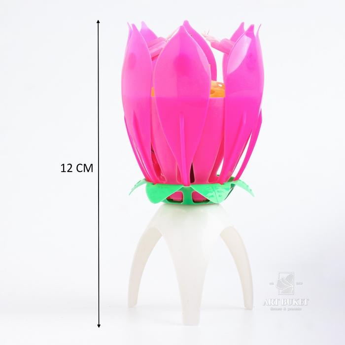 Свеча для торта музыкальная "Тюльпан", розовая, 12×5 см 