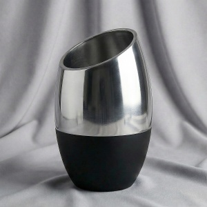 Ваза стеклянная с напылением, 14.5х14.5х23 см, цвет серо-чёрный