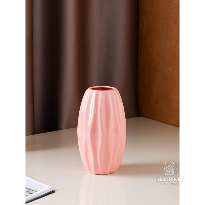 Ваза керамическая "Зефир", настольная, розовая, 20 см