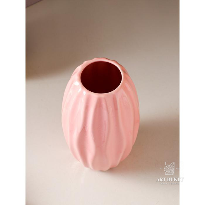 Ваза керамическая "Зефир", настольная, розовая, 20 см