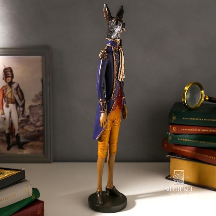 Сувенир полистоун "Собака-дворянин в синем камзоле с жабо" 44,5х10х9,5 см 