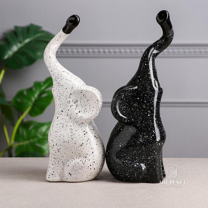 Набор статуэток "Слоны Инь-Янь", гранит, бело-чёрный
