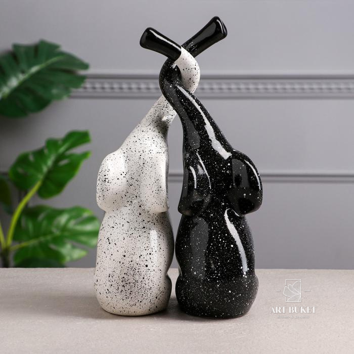 Набор статуэток "Слоны Инь-Янь", гранит, бело-чёрный