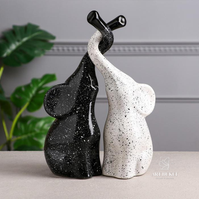 Набор статуэток "Слоны Инь-Янь", гранит, бело-чёрный