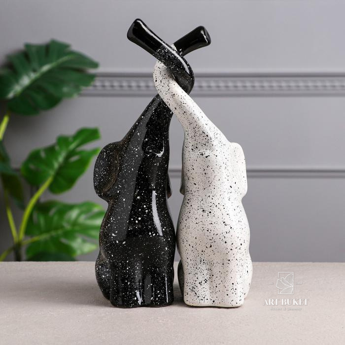 Набор статуэток "Слоны Инь-Янь", гранит, бело-чёрный