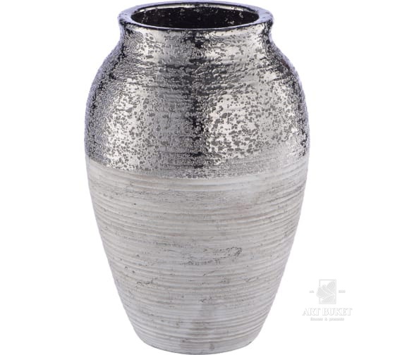 Декоративная ваза Вещицы фактура, 160х160х250, серый металлический 
