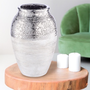 Декоративная ваза Вещицы фактура, 160х160х250, серый металлический 