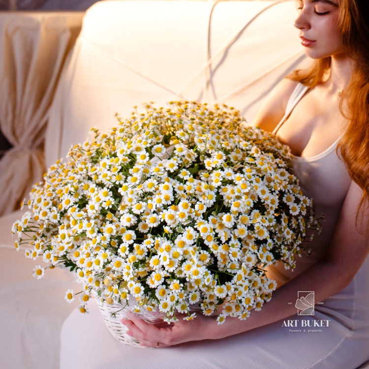 Корзина из полевых ромашек