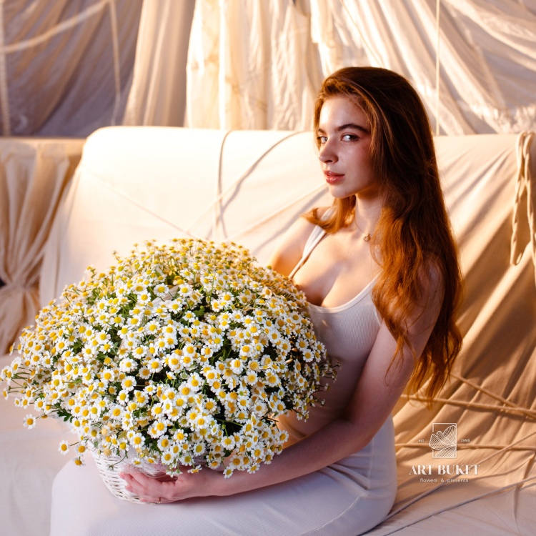 Корзина из полевых ромашек