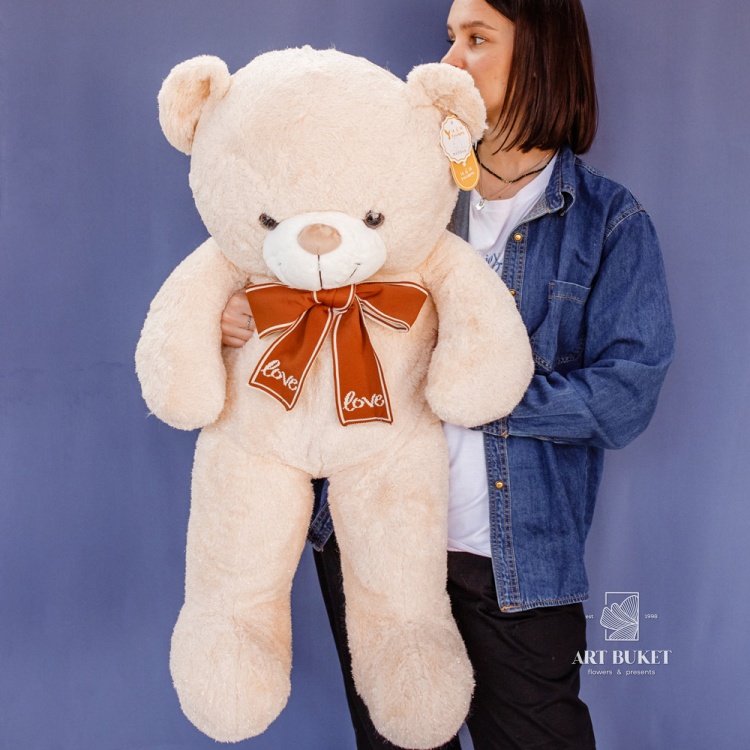 Медведь блестящий 85 см бежевый