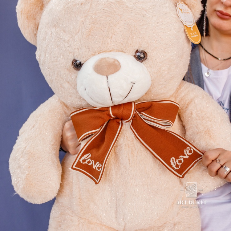 Медведь блестящий 85 см бежевый